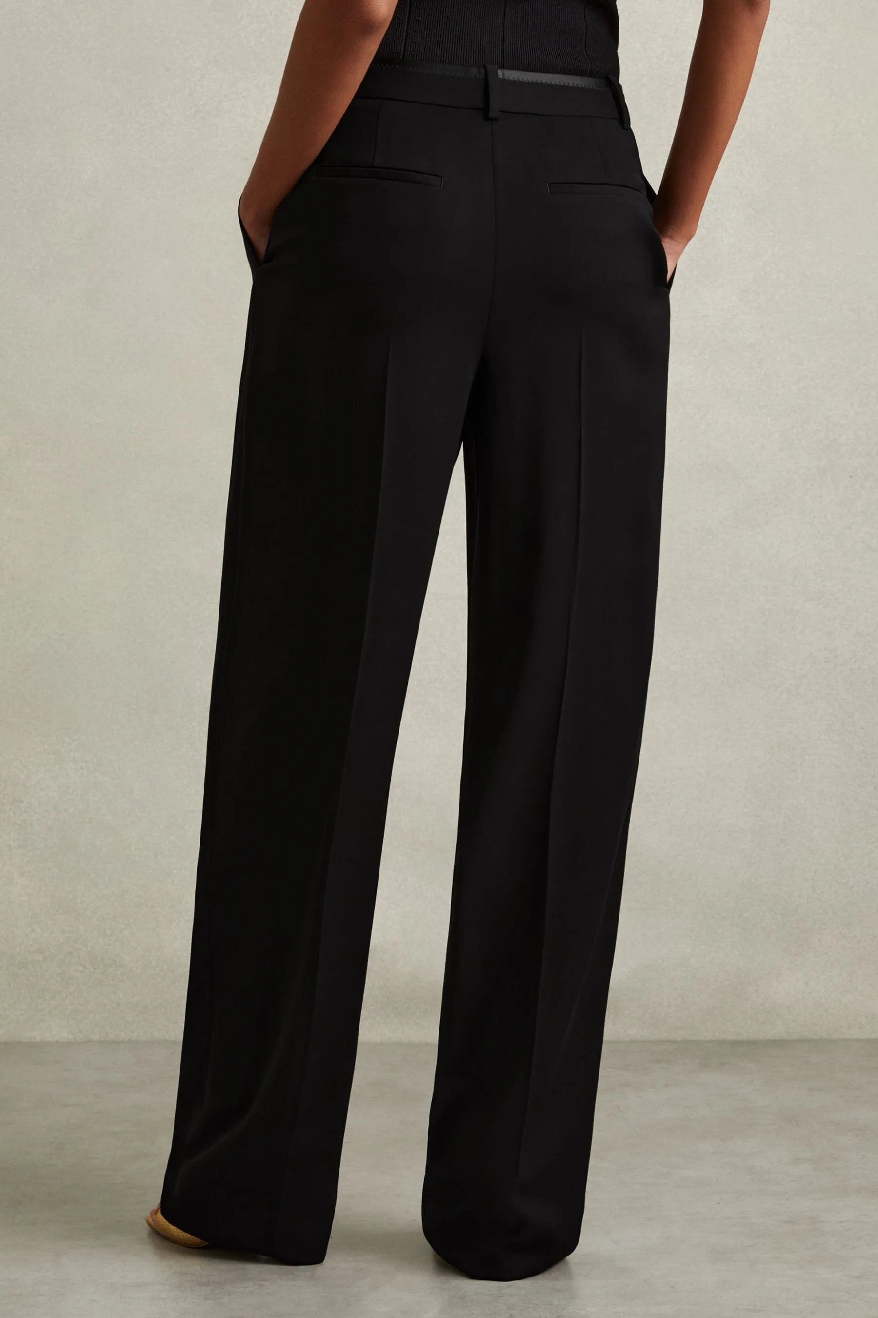 Reiss Lydia Double Pleat Wide Leg Tux Trousers    