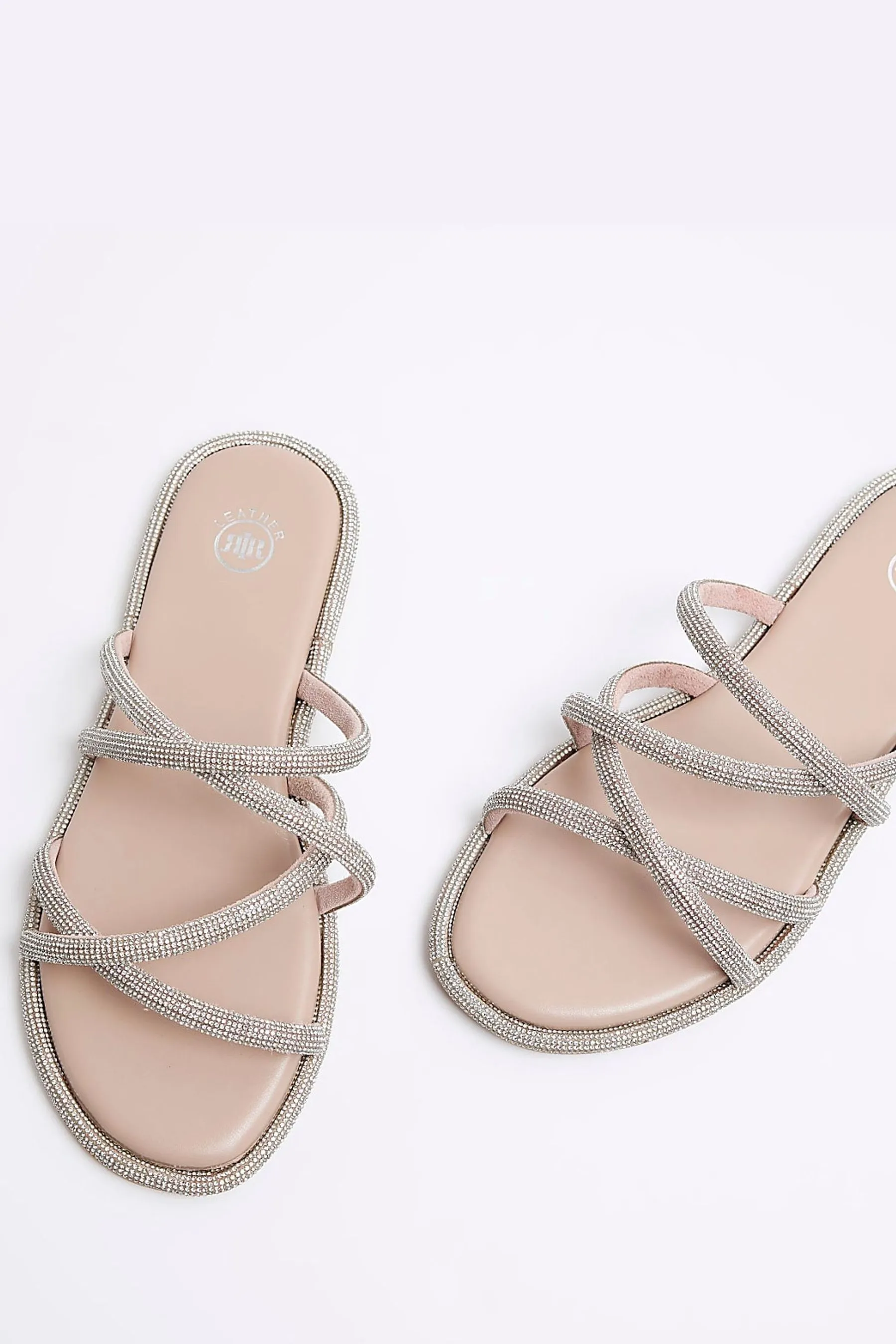 River Island - Sandali in pelle con strass