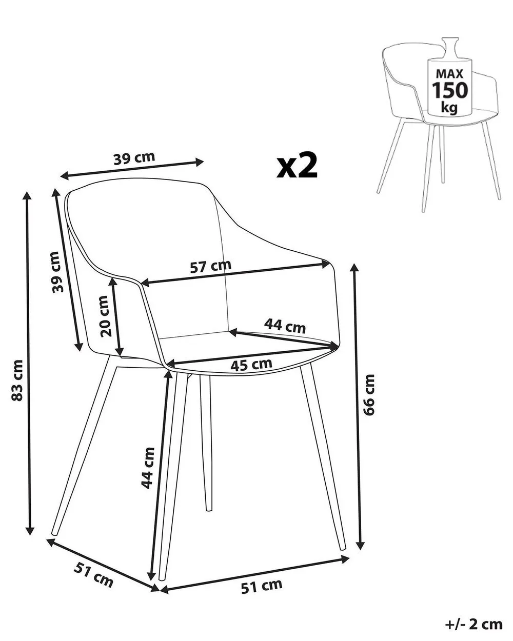 Set di 2 sedie da pranzo FONDA II Verde chiaro