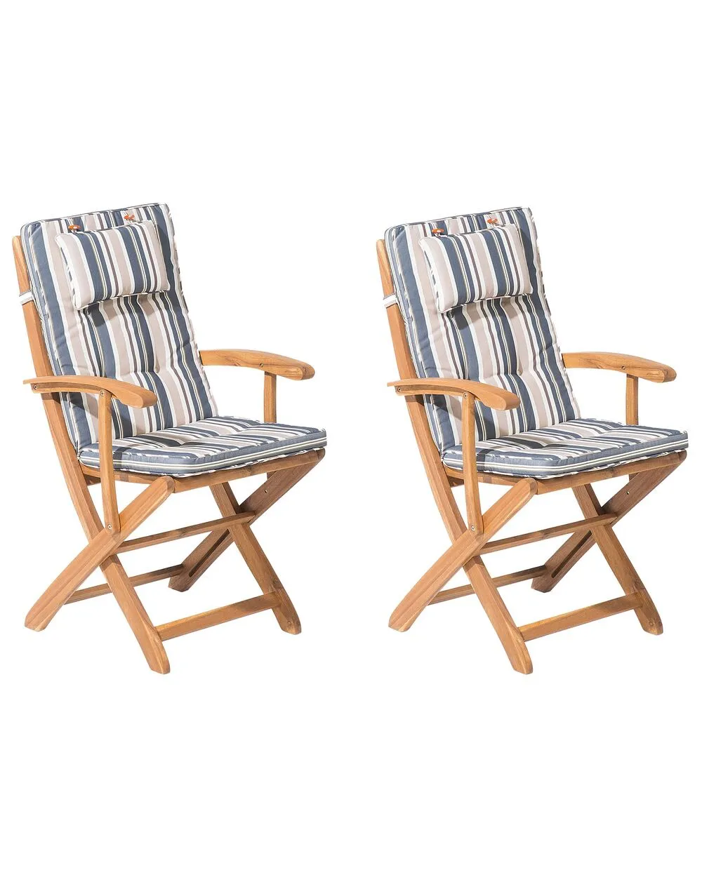 Set of 2 Garden Chairs with Cushions MAUI Acacia Wood Multicolour