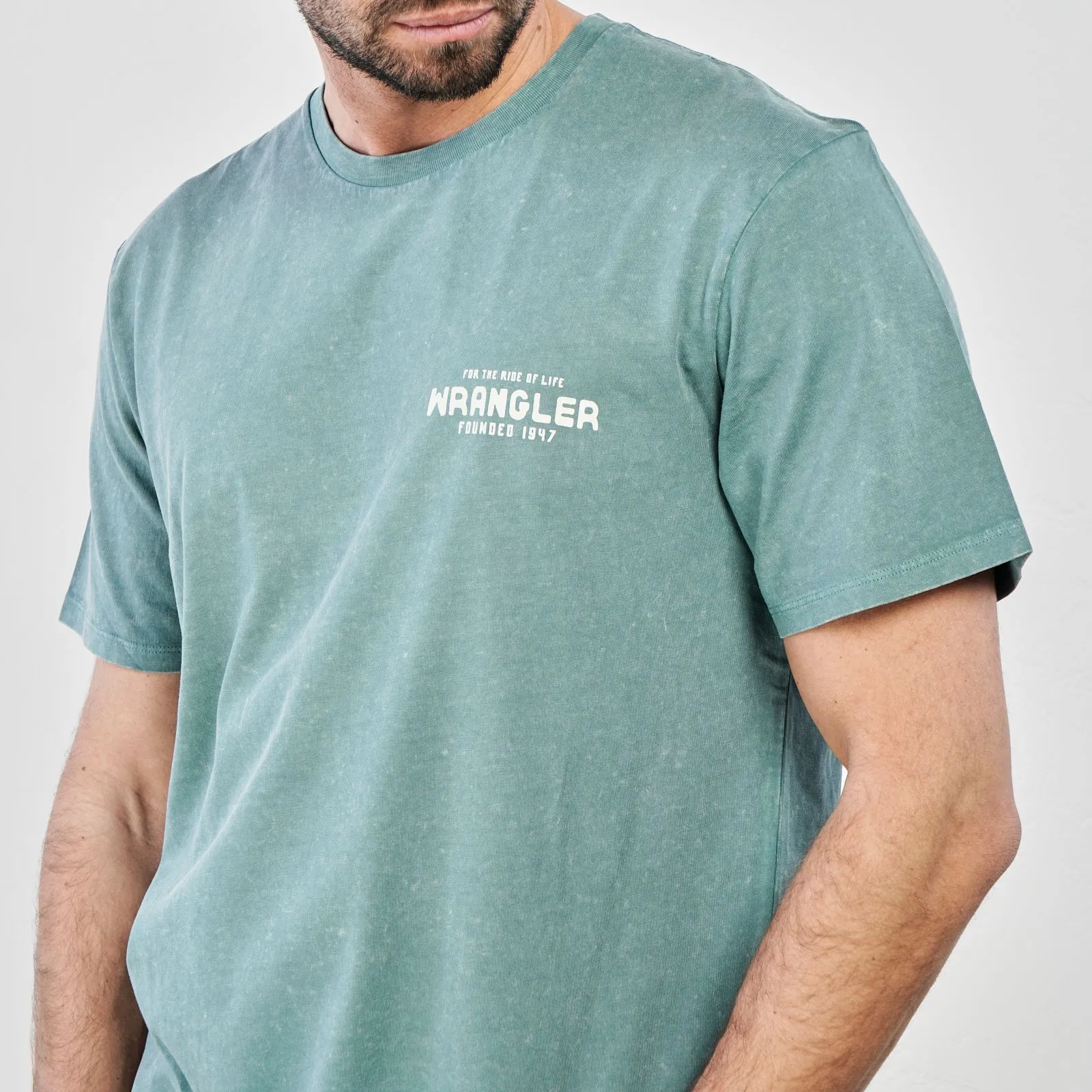 T-shirt azzurra in cotone con stampa logo e maniche corte
