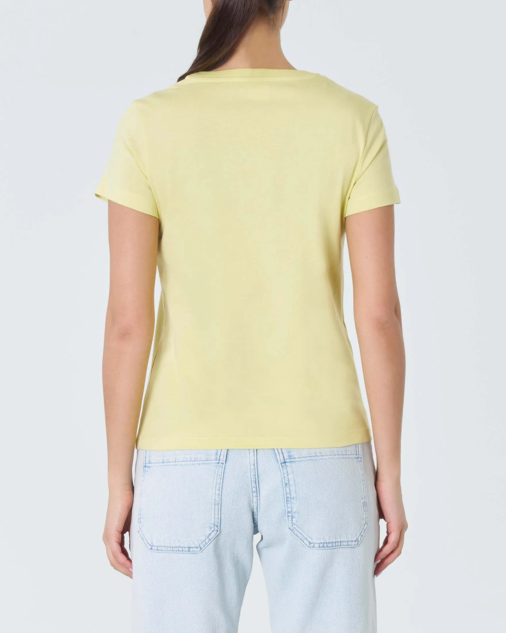 T-shirt color lime slim-fit in puro cotone con logo Love Birds frontale ricamato in tono
