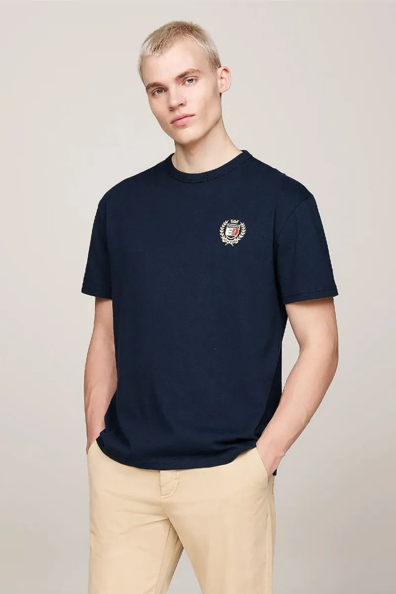 T-shirt con stemma ricamato uomo Blu