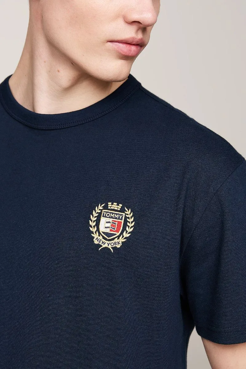 T-shirt con stemma ricamato uomo Blu