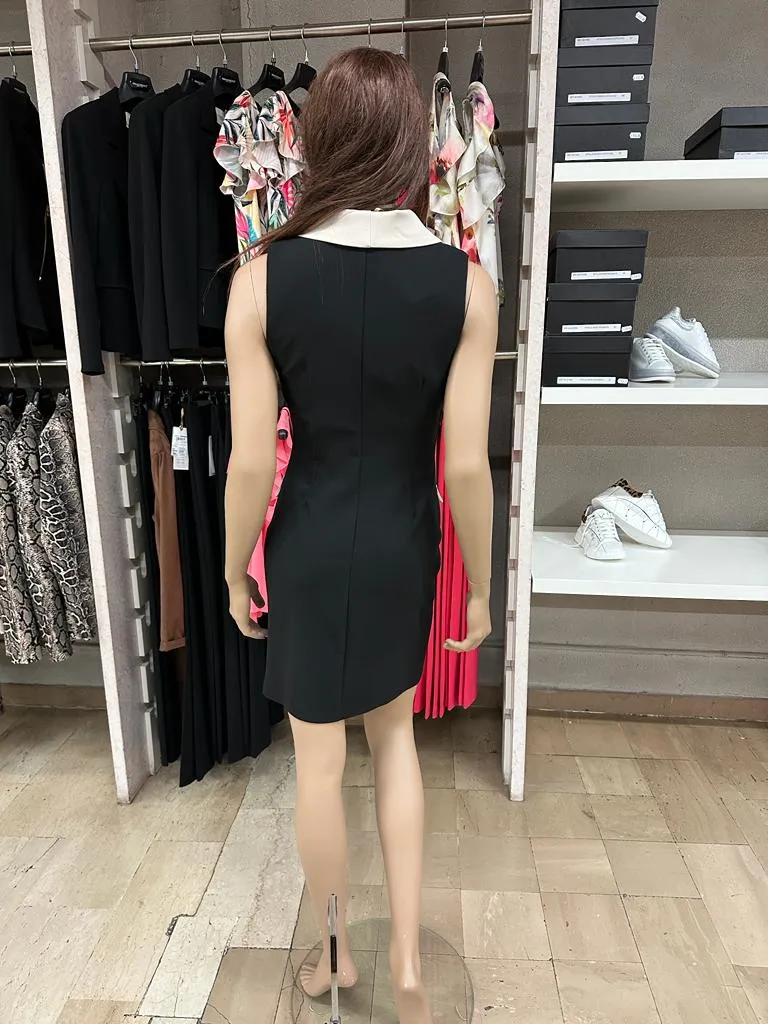 Tubino RINASCIMENTO smanicato con chiusura a bottoni centrali color Oro, inserti nel Beige, sfruttabile anche come gilet su base