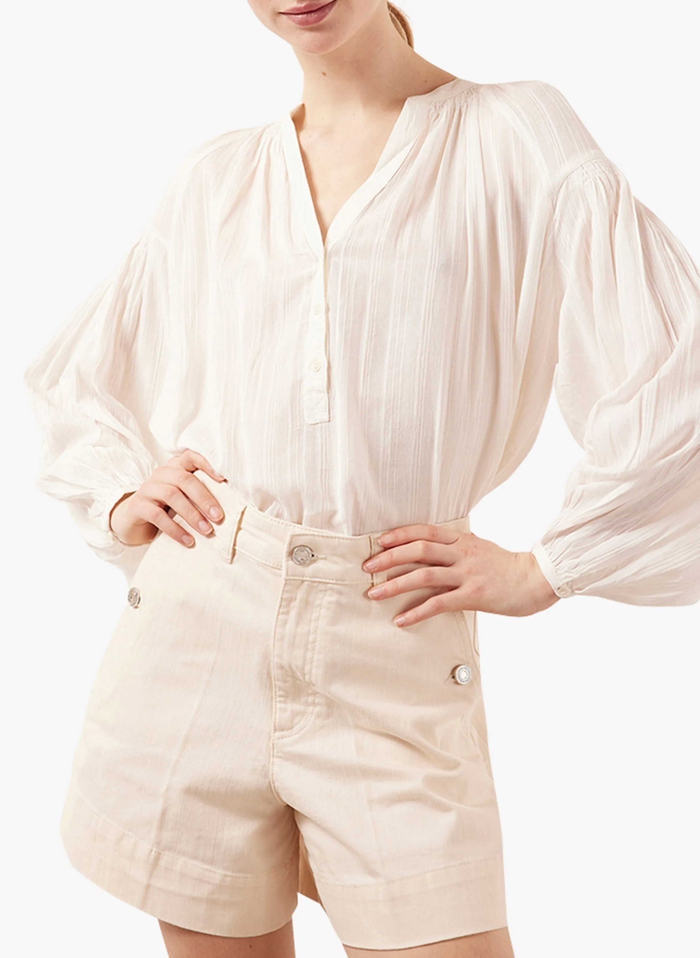  VANESSA BRUNO   NIPOA - Blusa collo serafino in voile di cotone | Bianco