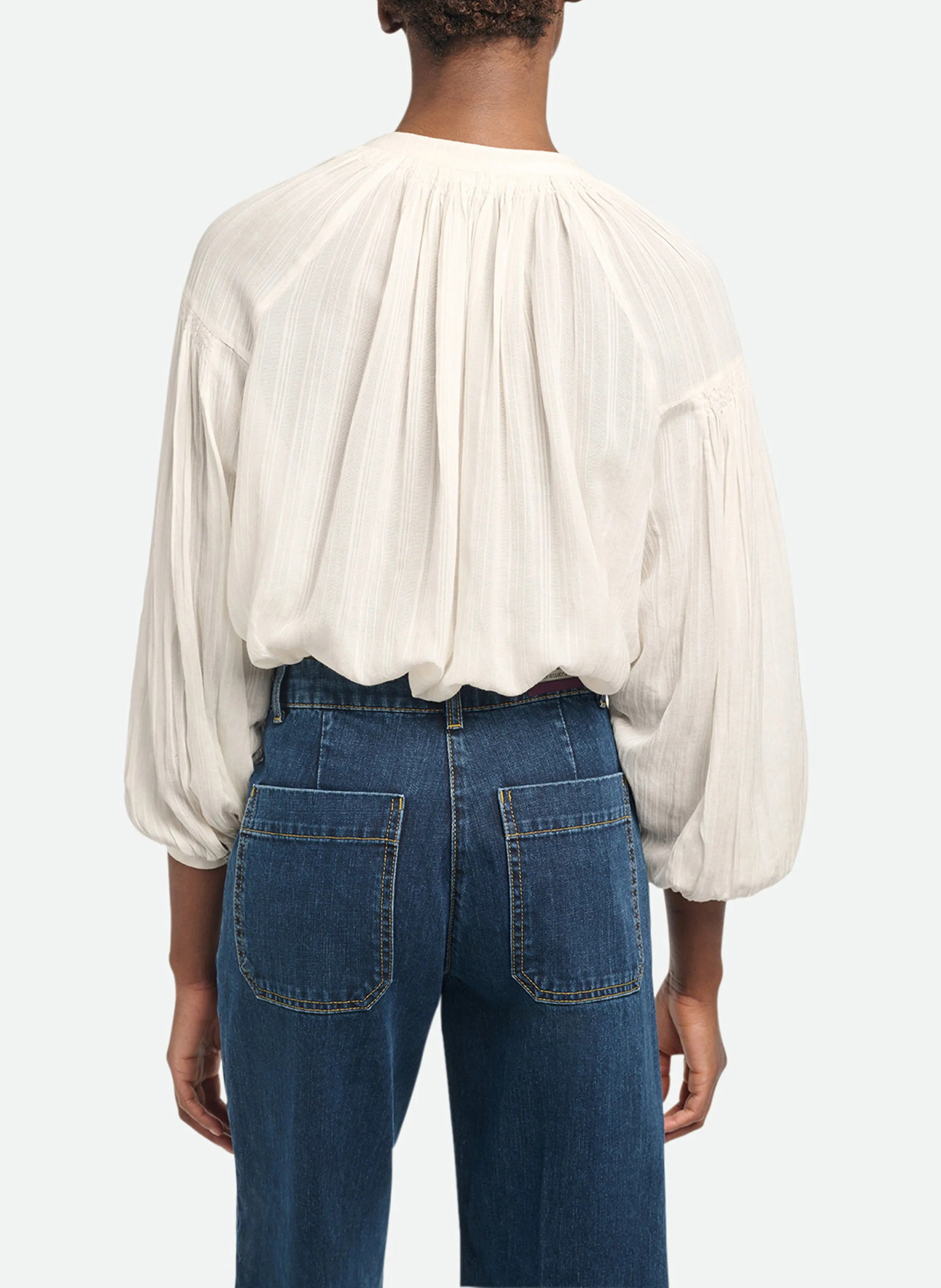  VANESSA BRUNO   NIPOA - Blusa collo serafino in voile di cotone | Bianco