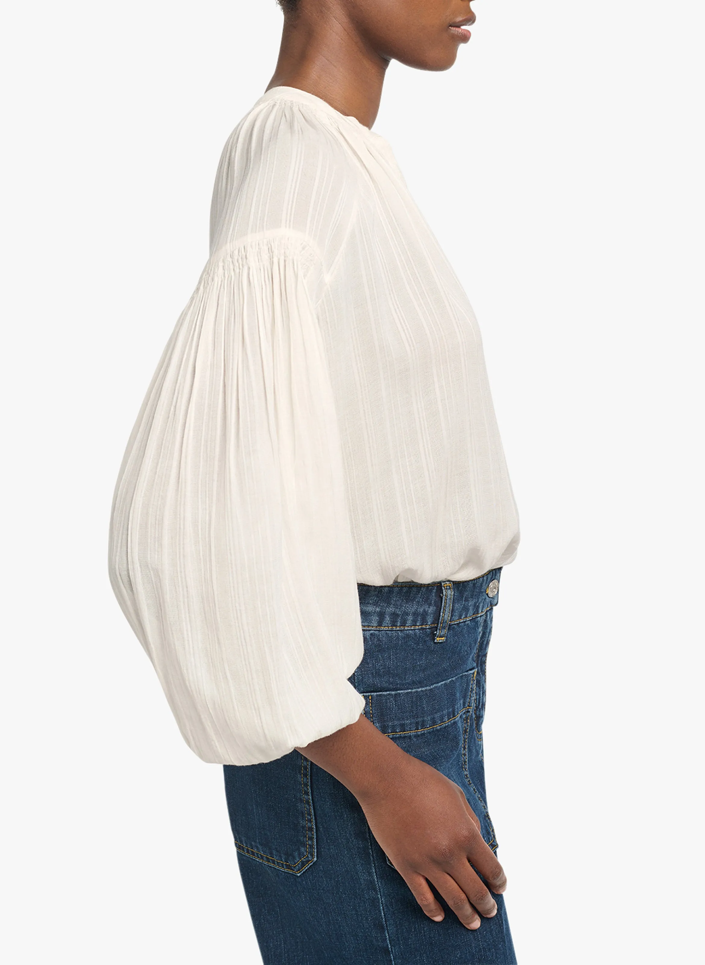  VANESSA BRUNO   NIPOA - Blusa collo serafino in voile di cotone | Bianco