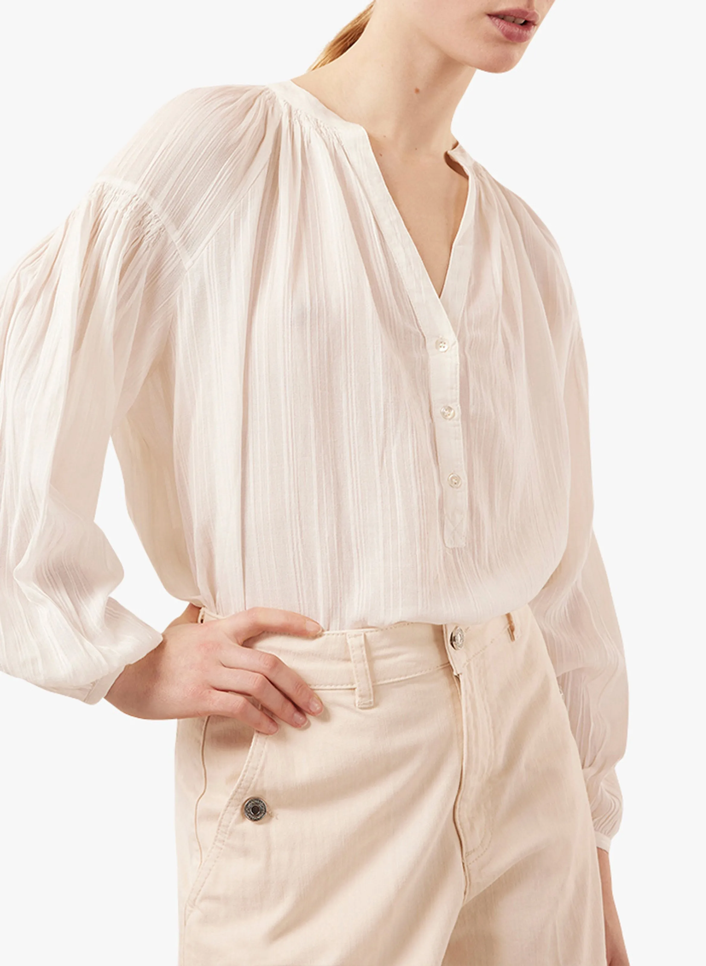  VANESSA BRUNO   NIPOA - Blusa collo serafino in voile di cotone | Bianco