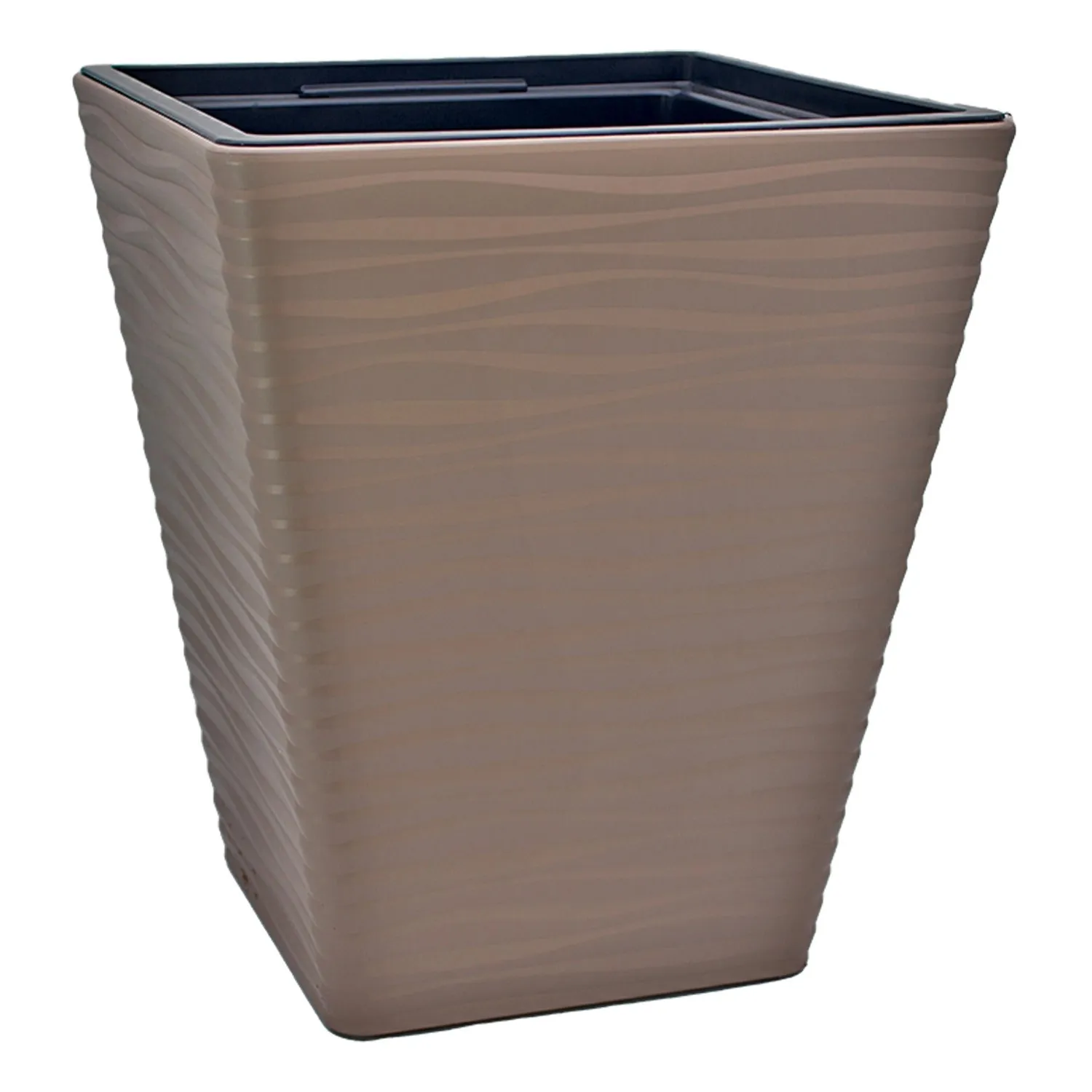 Vaso per piante Sahara dunes in plastica 39x35x35 cm tortora
