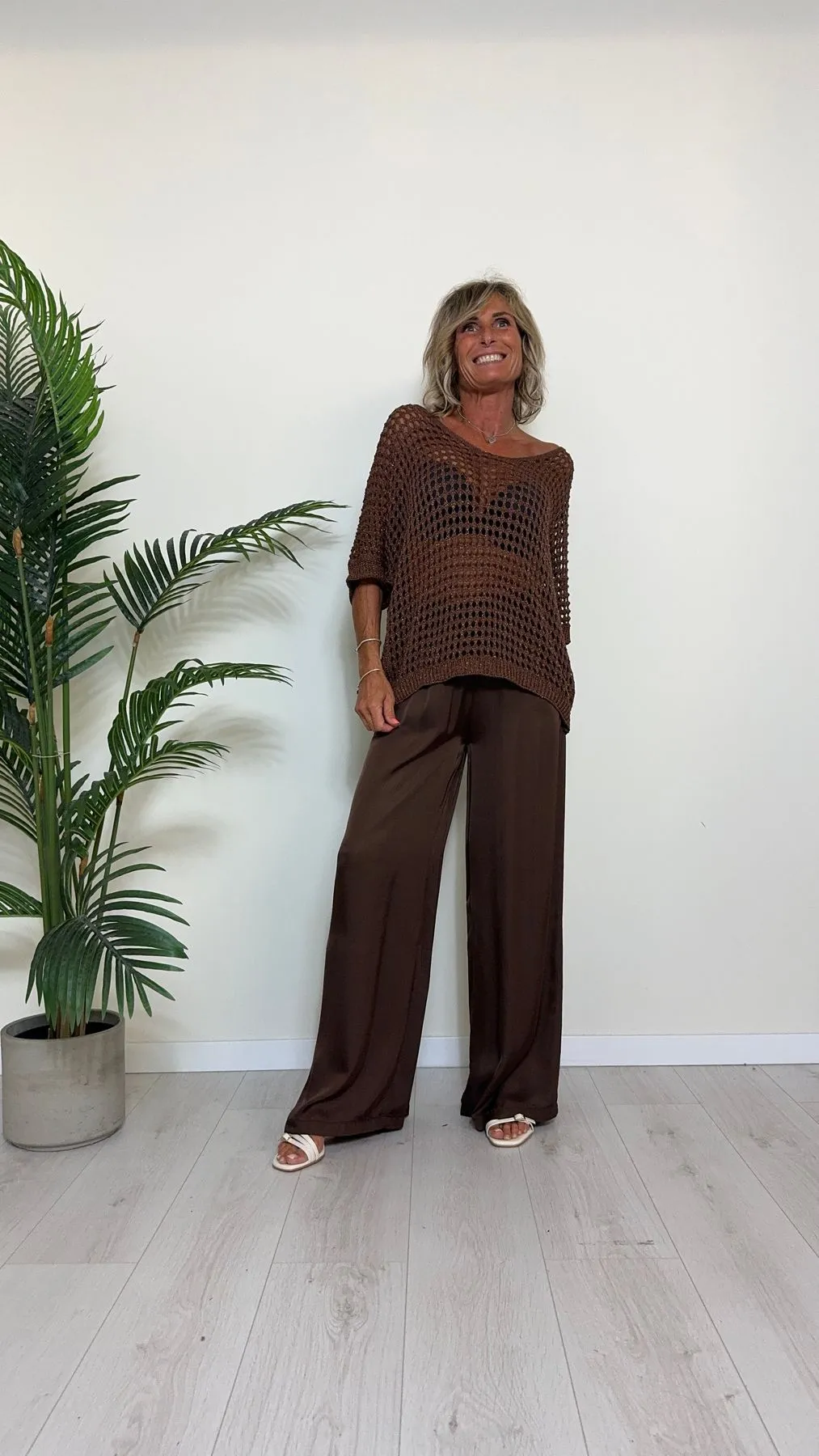 VICOLO - 55051B - MAGLIA  VISCOSA TRAFORATA LAME' FIT AMPIO