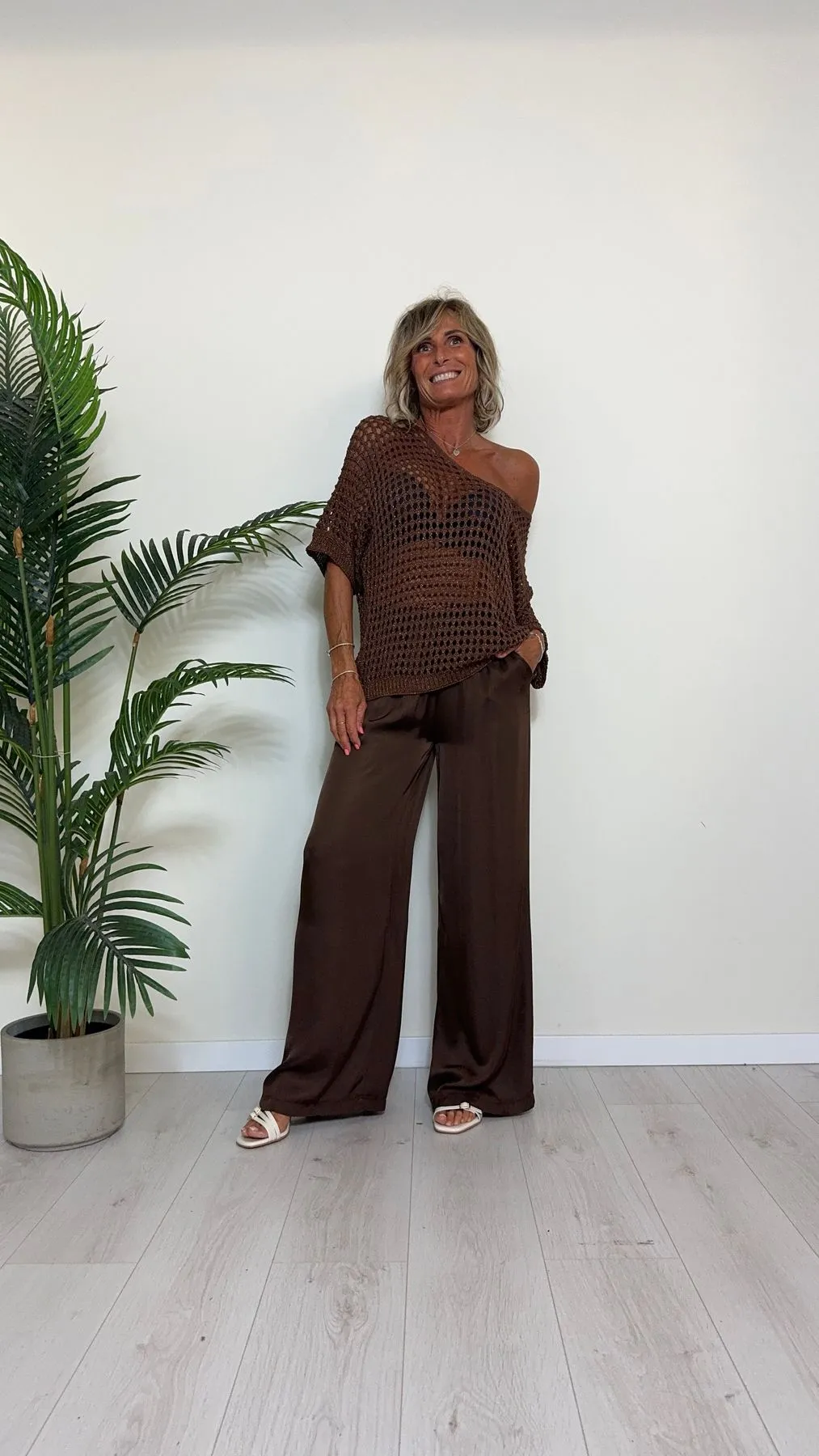 VICOLO - 55051B - MAGLIA  VISCOSA TRAFORATA LAME' FIT AMPIO