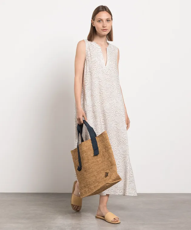 Vilebrequin Abito in piume beige stampato FHRU3X69