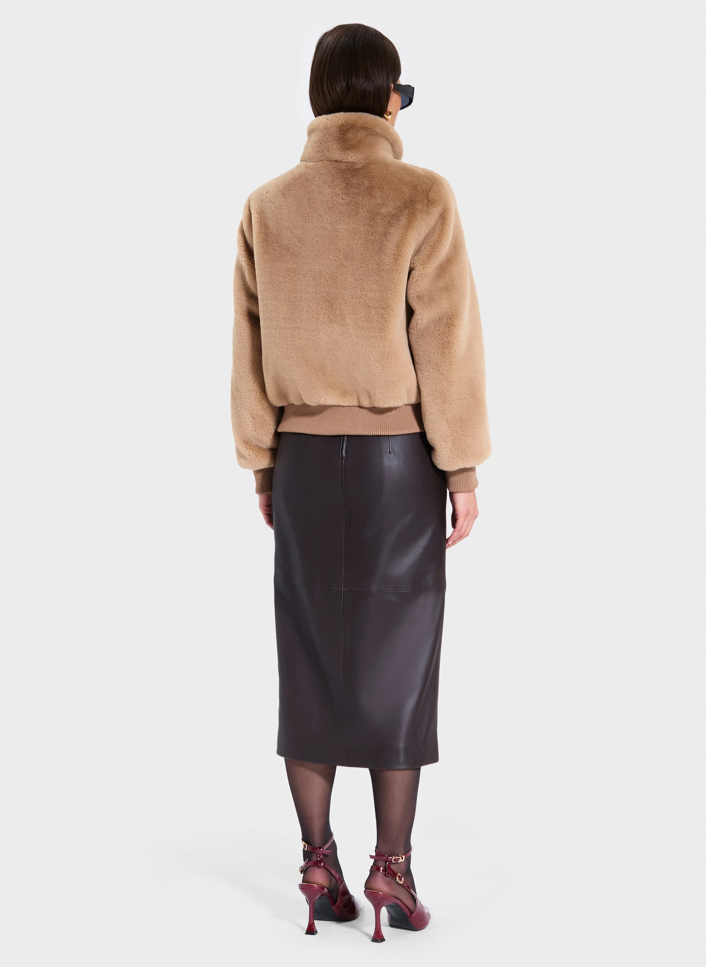  ZAPA   VALOU - Giacca con collo alto effetto pelliccia | Beige