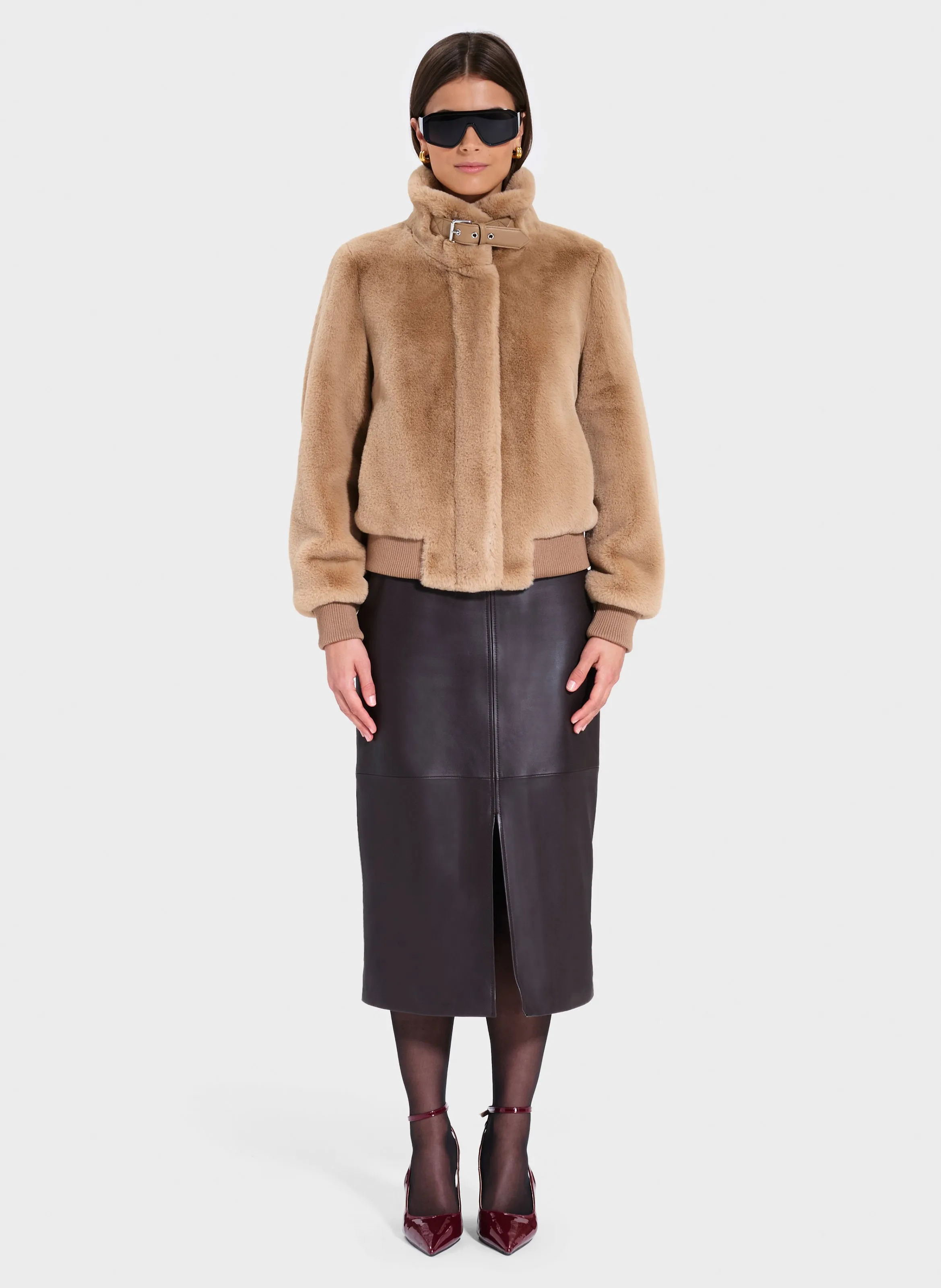  ZAPA   VALOU - Giacca con collo alto effetto pelliccia | Beige